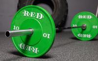 Диск для штанги резиновый бамперный цветной тренировочный (10 - 25 кг) RED Skill