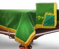 Чехол для бильярдного стола с влагостойкой пропиткой, зеленый бархат, с бахромой