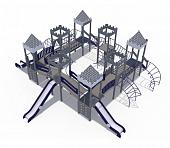 Детский игровой комплекс Сити с тремя горками (металлический скат,Н-1200 и 1500) ДИО 13072.2