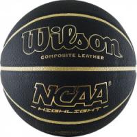 Мяч баскетбольный WILSON NCAA Highlight Gold, WTB067519XB07, р.7, композит, бут.камера, черно-золотистый