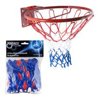Сетка баскетбольная TORRES SS11050, ПП, 4мм, дл. 0,55 м, вес 50 г, бело-сине-красная