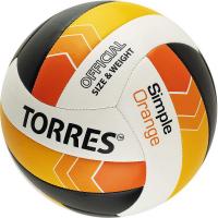 Мяч волейбольный TORRES Simple Orange V32125, р.5, синт. кожа (ТПУ)