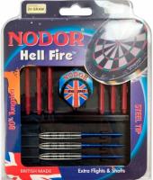 Набор из дротиков Nodor Hell-Fire steeltip 24gr и аксессуаров (профессиональный уровень)