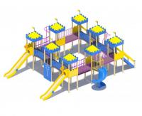 Детский игровой комплекс Сити Н-2000 (винтовой скат), Н-1500 в синем цвете ДИО 13071