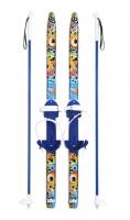 Лыжи детские Быстрики, с палками, принт Мультяшки, длина 90см, упаковка в сетке
