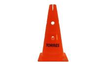 Конус спортивный Torres 38см оранжевый с отверстиями для штанги