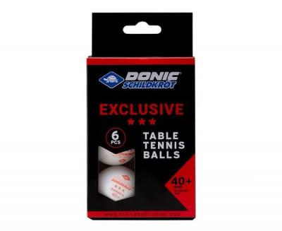 Мячики для настольного тенниса DONIC EXCLUSIVE 3* 40+, 6 штук, белый