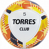 Мяч футб. "TORRES Club" арт.F320035, р.5, 10 панели. PU, гибрид. сшив, беж-оранж-сер