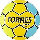 Мяч гандбольный TORRES Training H32151, р.1, ПУ, 4 подкл. слоя, руч. сшивка, желто-голубой