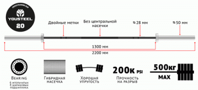 Гриф CrossTraining bar CT-20 Мужской