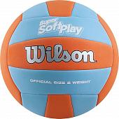 Мяч волейбольный Wilson Super Soft Play WTH90119XB, р.5, 18 пан, синт.кожа TPE, маш.сш, оранж-бирюз