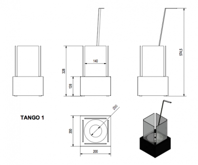 Набор с биокамином TANGO 1, биотопливом(1шт.х1.5л.), зажигалкой