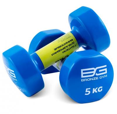 Гантели для аэробики виниловые BRONZE GYM, 5 кг., пара