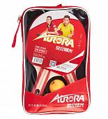 Набор для настольного тенниса AURORA 2 ракетки и 3 мяча, длинная ручка, чехол-сумка SG6162