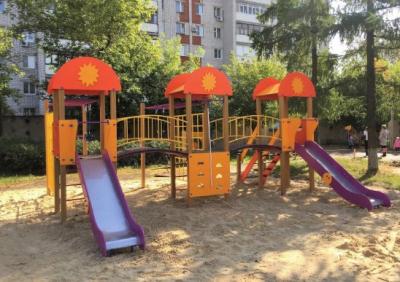 Детский игровой комплекс серии солнышко Лучик Н-1200 и Н-1200 (скат металлический) ДИО 03050