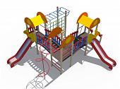 Детский игровой комплекс серии солнышко "Детский дворик 2" Н-1200 (скат металлический) ДИО 03052