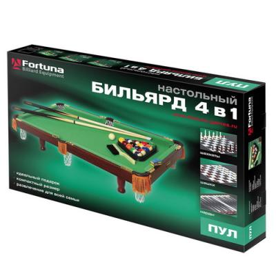 Бильярдный стол FORTUNA пул 3фт 4 в 1 с комплектом аксессуаров