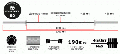 Гриф CrossTraining bar XF-20 Мужской