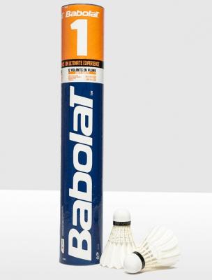 Воланы для бадминтона BABOLAT 1 (перо/пробка), 551023, уп.12шт., бел., сред. скор.